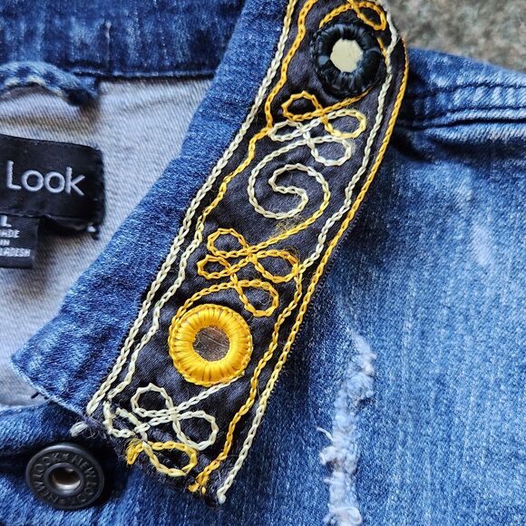 New Look Girl's Denim Jean Vest Size L - Picture 4 of 10